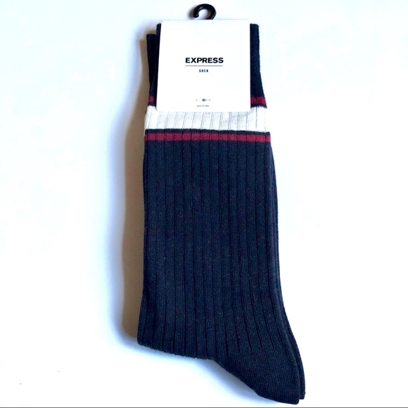 NEW EXPRESS Socks Triple Stripe Dress Socks Navy Men’s Size 8 - 13 - Picture 3 of 12